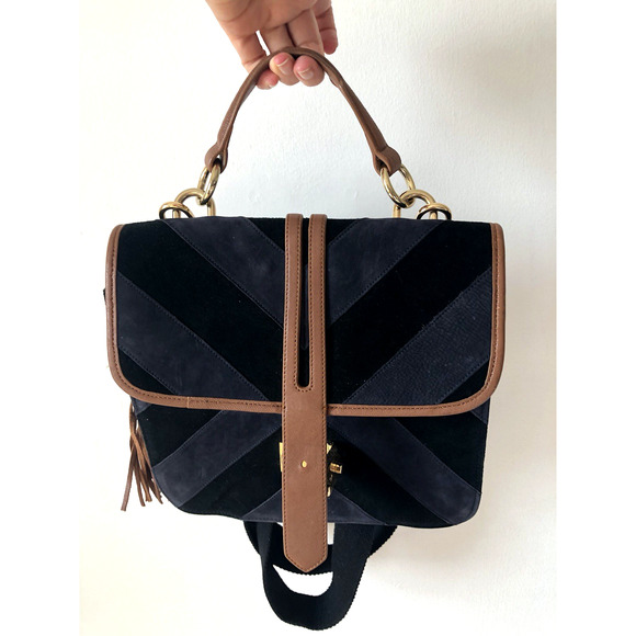 Worn Once April, May Suede Leather Crossbody Bag Chevron Adjustable Tassel - Picture 6 of 9